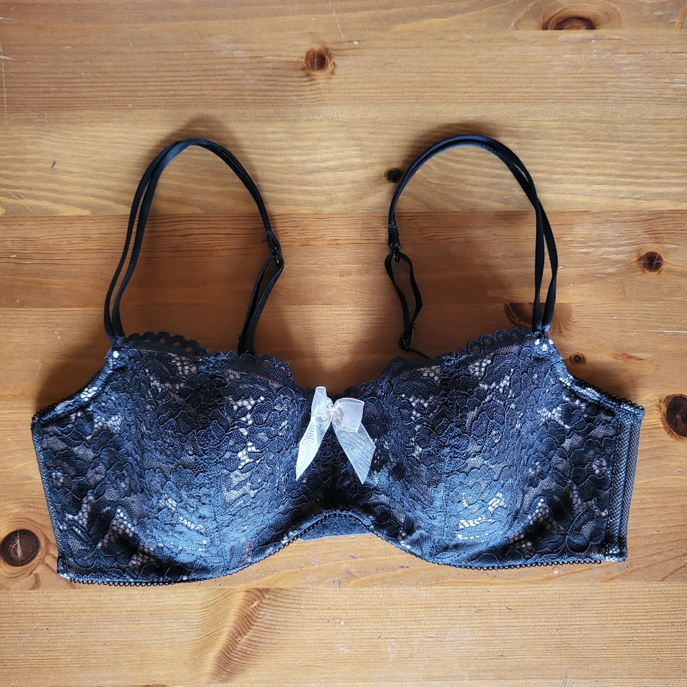 NWOT b.tempt'd By Wacoal Ciao Bella Black Lace Balconette Bra